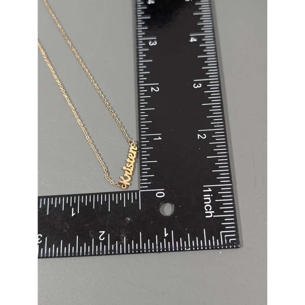 MDB Gold Tone Kristen Necklace Name Retro Dainty‎ 20 inch Classic for Layering